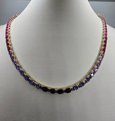 Absolute Sterling Silver Goldclad Simulated Colors of Sapphire Rainbow Line Necklace, 18"
